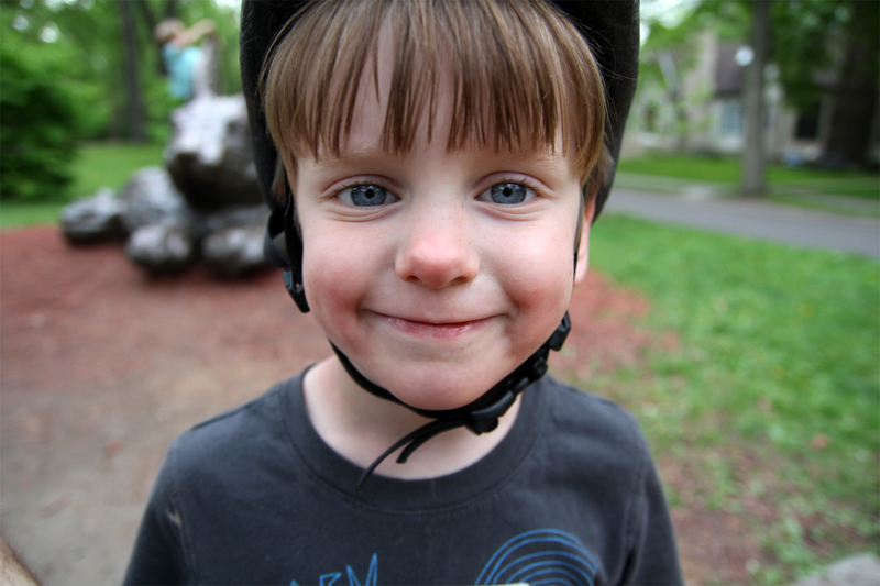 smiling after riding a bike